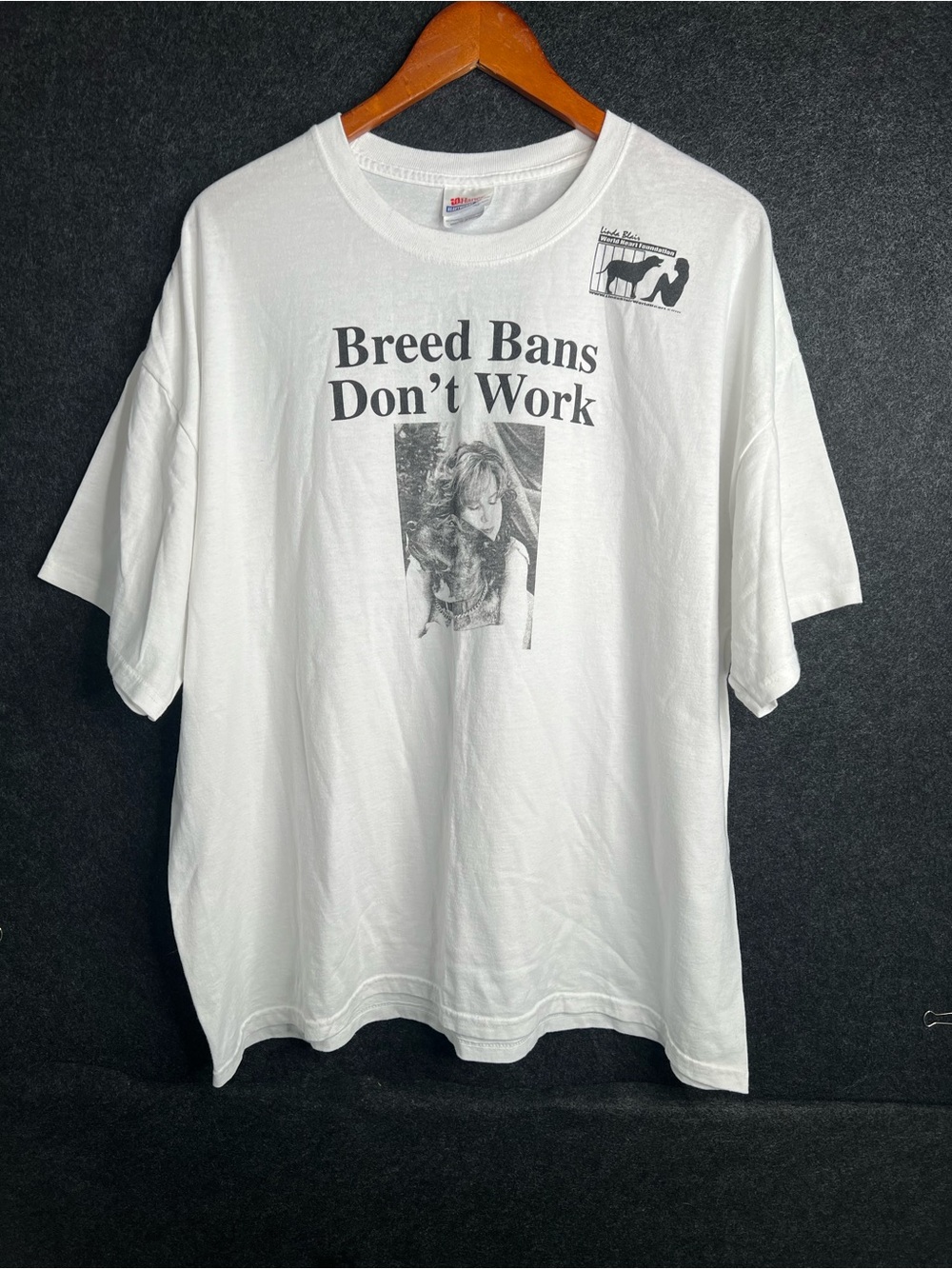 VTG Linda Blair Animal Rescue WorldHeart Foundation White T-Shirt Mens XXL Y2K